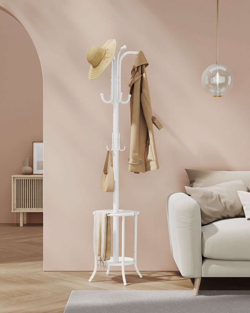 Coat Rack Freestanding - With Umbrella Holder - Entryway Stand