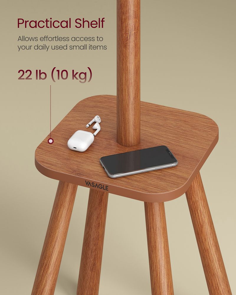 Free Standing Coat Stand With 8 Hooks – Storage Shelf – Entryway Organizer