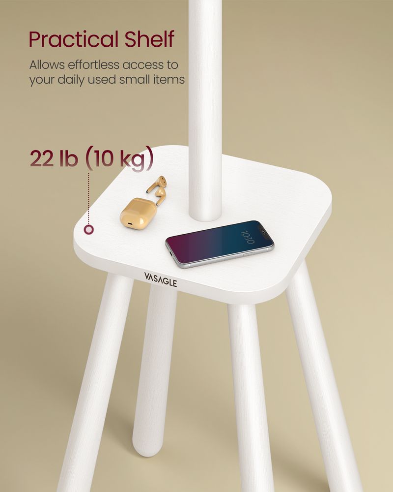 Free Standing Coat Stand With 8 Hooks – Storage Shelf – Entryway Organizer