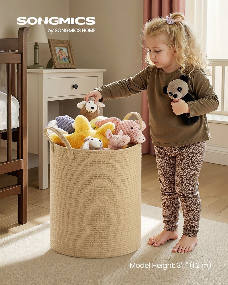 18.9 Gallon Laundry Hamper With Drawstring Handles Portable Basket