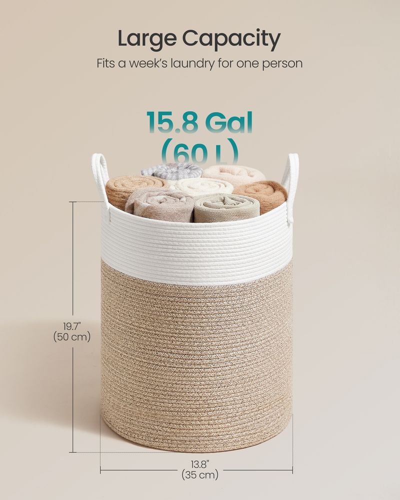 18.9 Gallon Laundry Hamper With Drawstring Handles Portable Basket