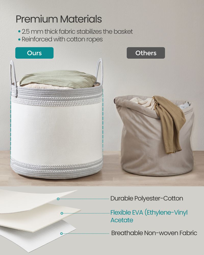 18.9 Gallon Laundry Hamper With Drawstring Handles Portable Basket