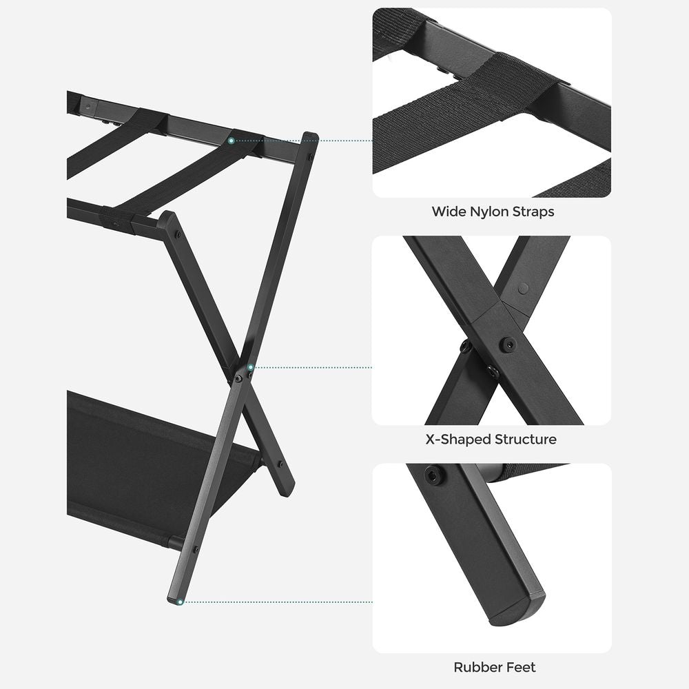 Luggage Racks - Folding With Storage Shelf - Set Of 2