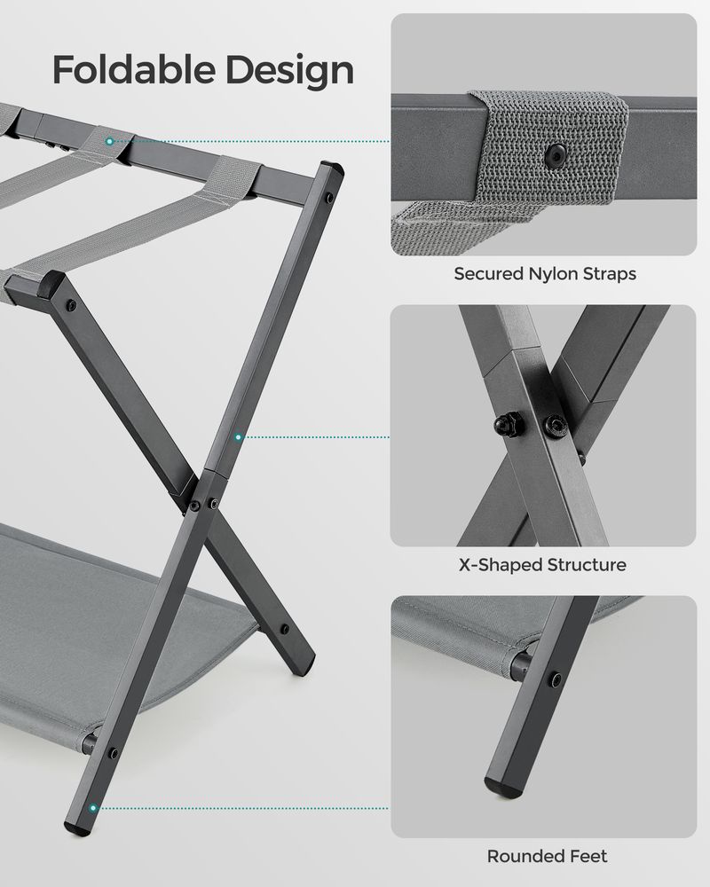Luggage Racks - Folding With Storage Shelf - Set Of 2