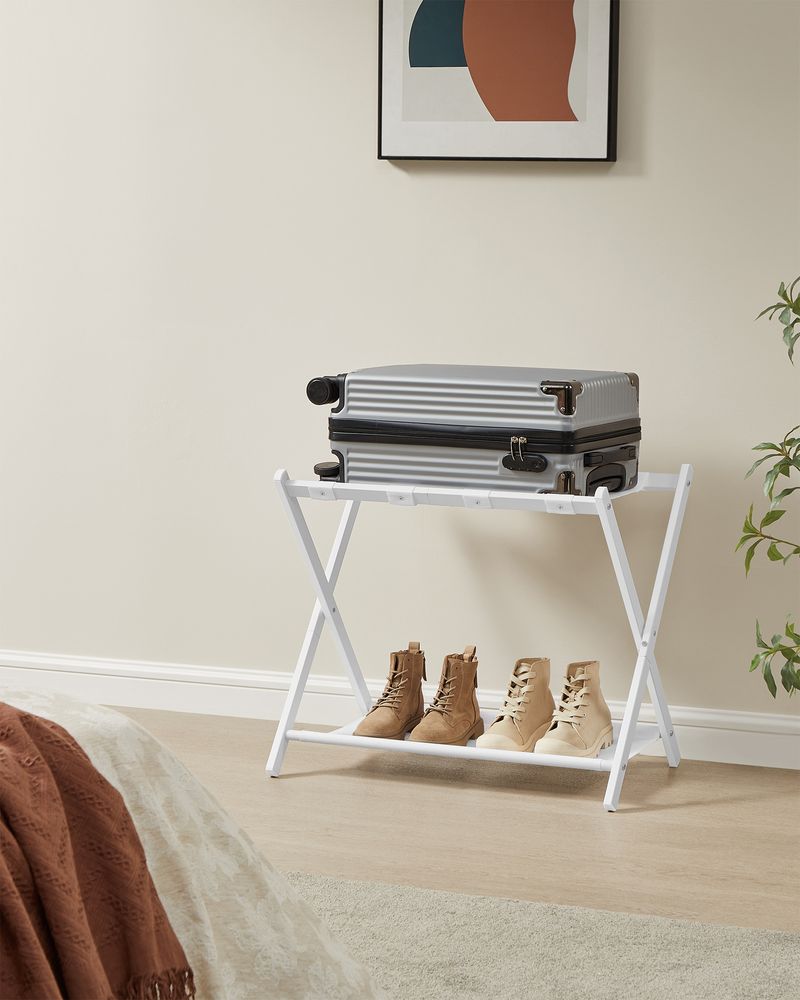 Luggage Racks - Folding With Storage Shelf - Set Of 2