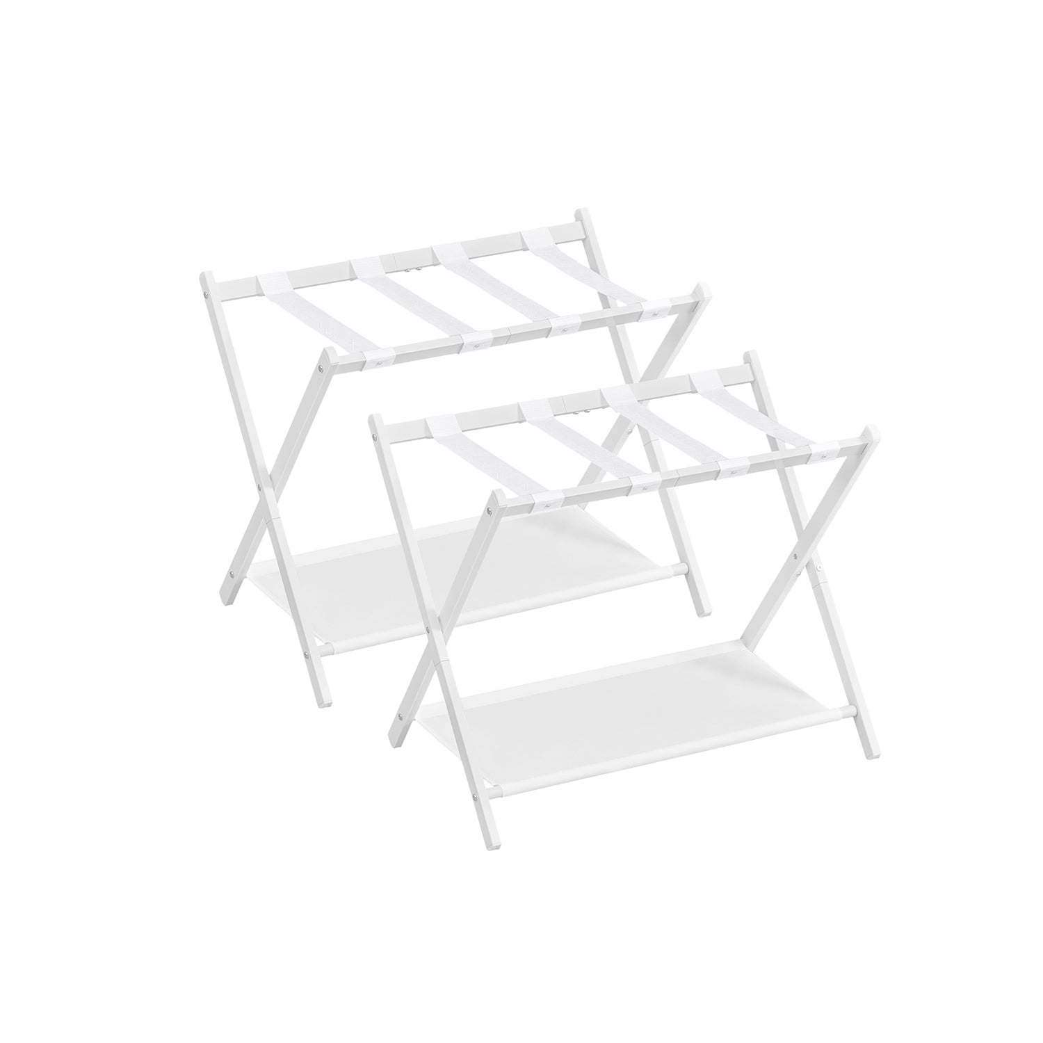 Luggage Racks - Folding With Storage Shelf - Set Of 2