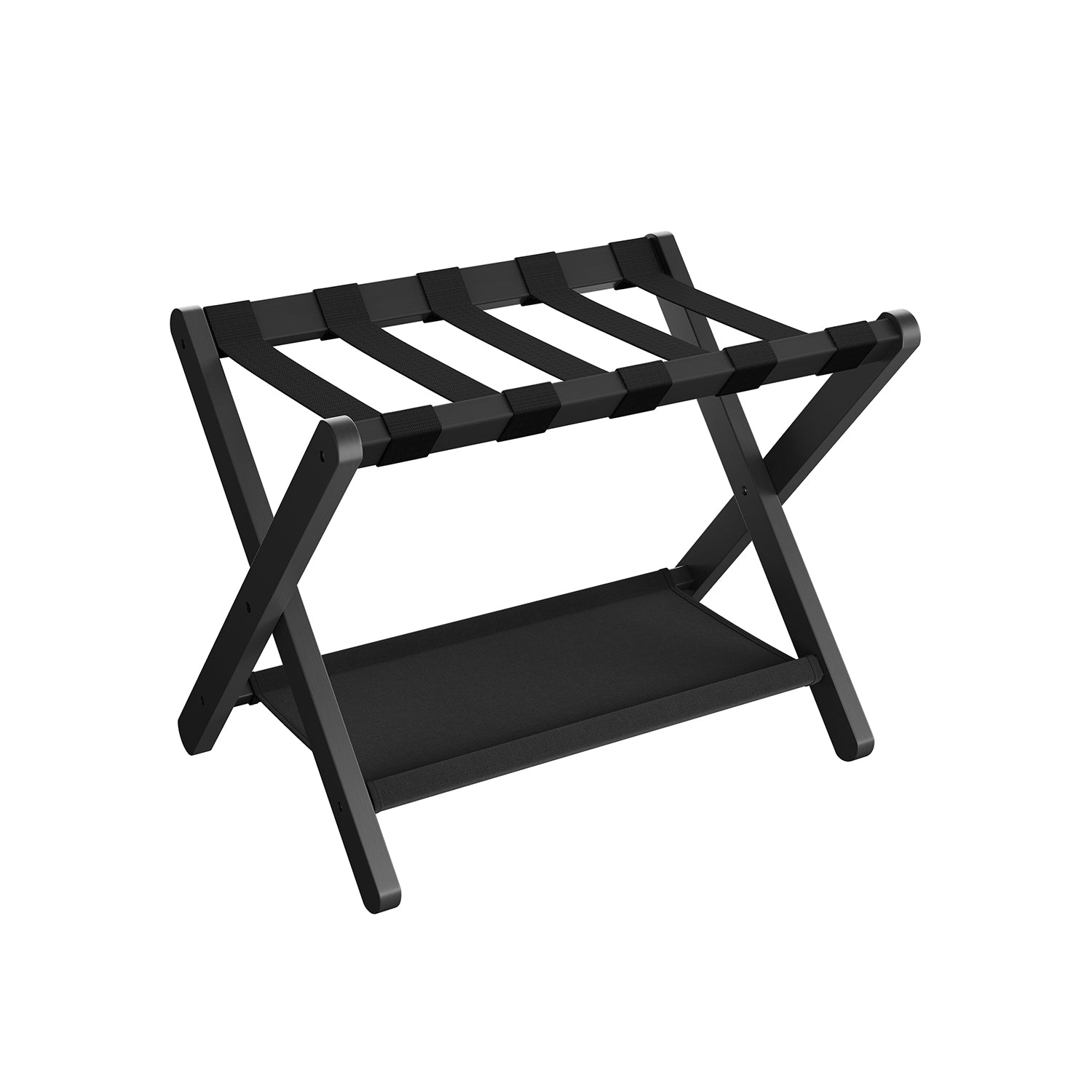 Luggage Rack - Folding With Storage Shelf - Guest Room Stand