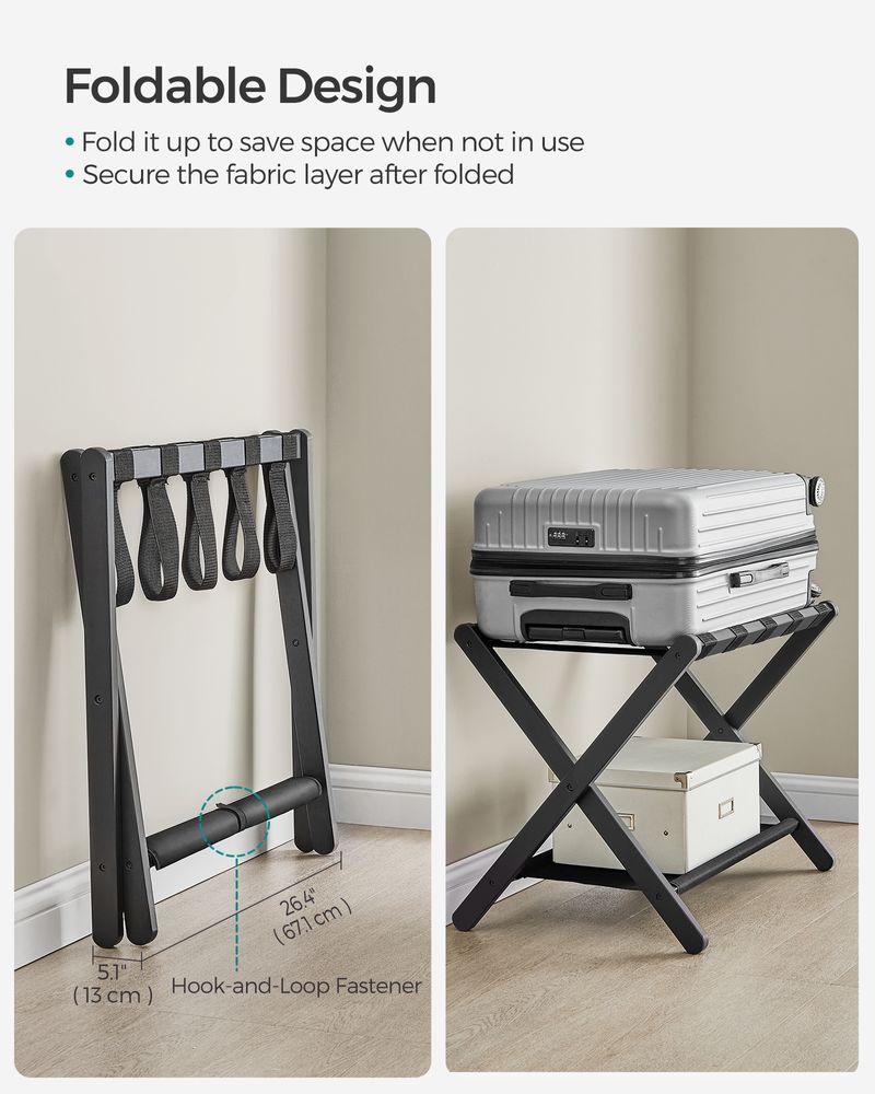Luggage Rack - Folding With Storage Shelf - Guest Room Stand