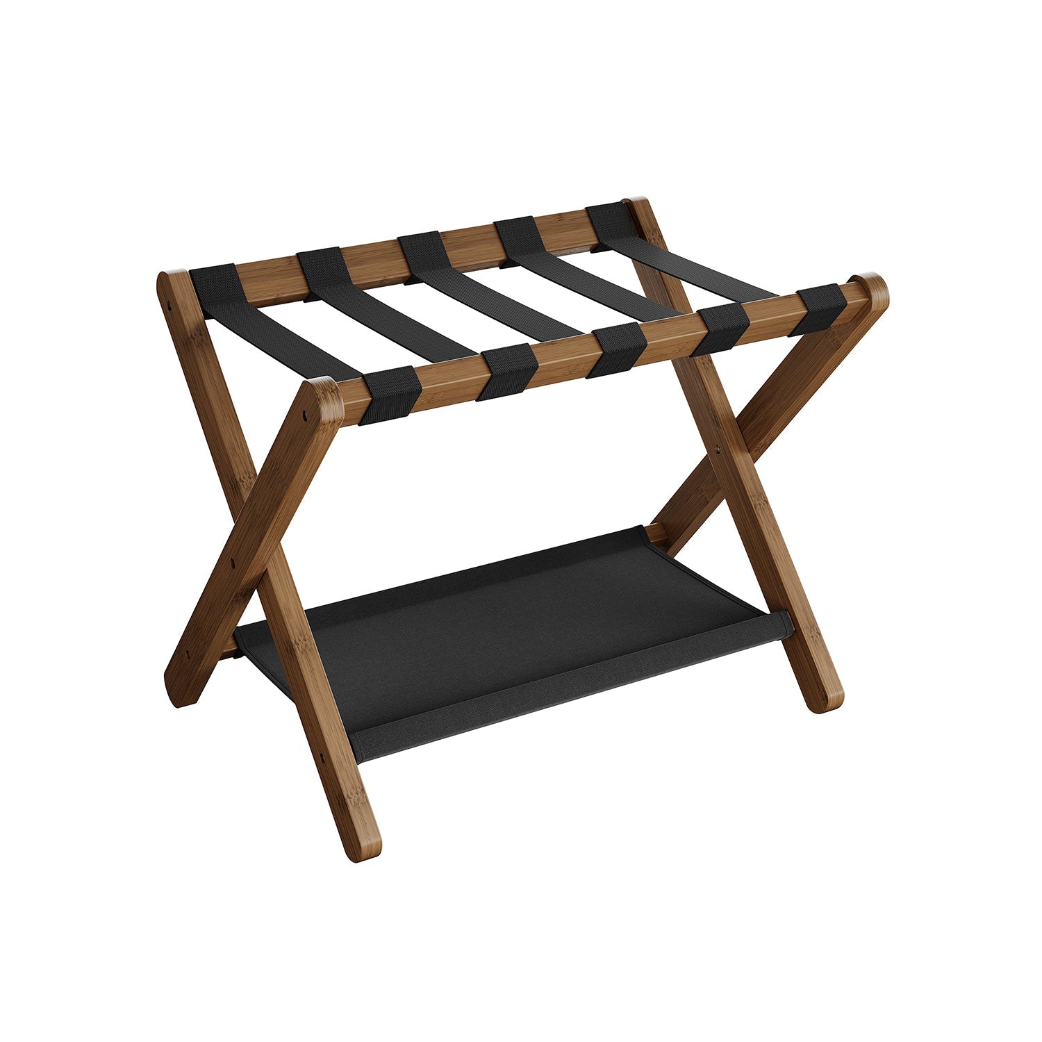 Luggage Rack - Folding With Storage Shelf - Guest Room Stand