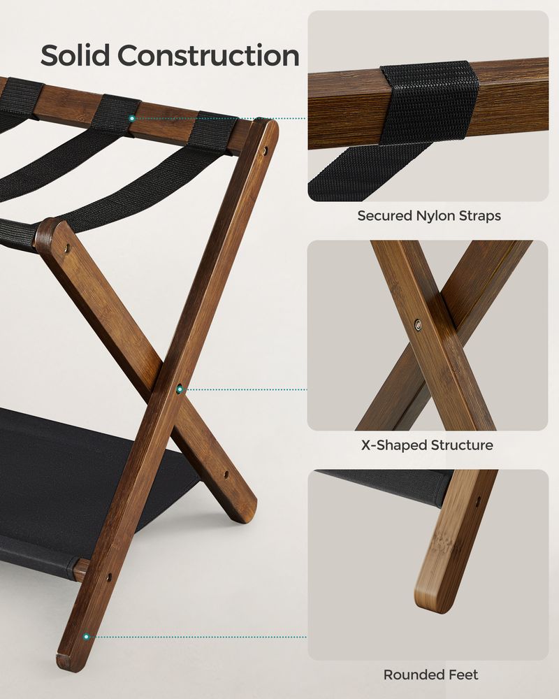 Luggage Rack - Folding With Storage Shelf - Guest Room Stand