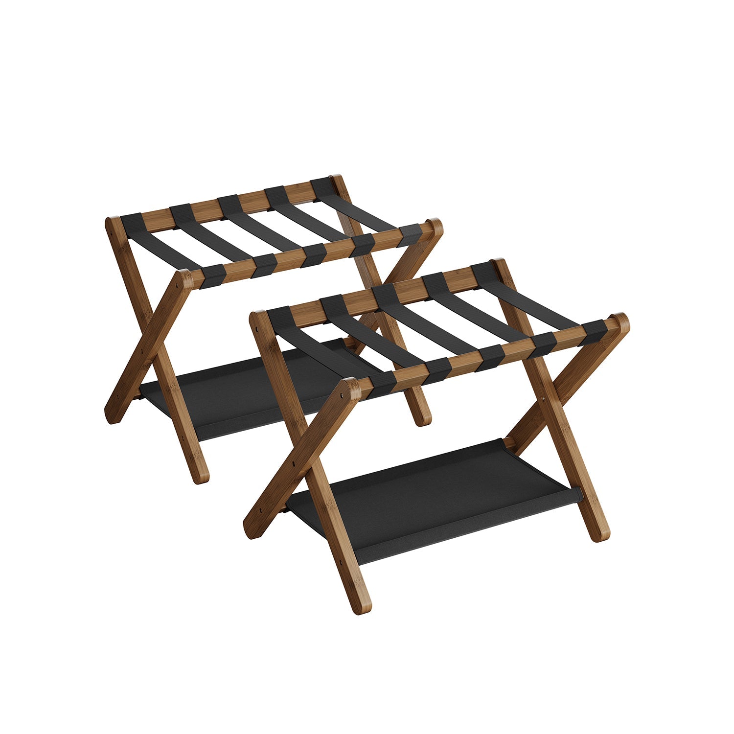 Luggage Rack - Folding With Storage Shelf - Guest Room Stand