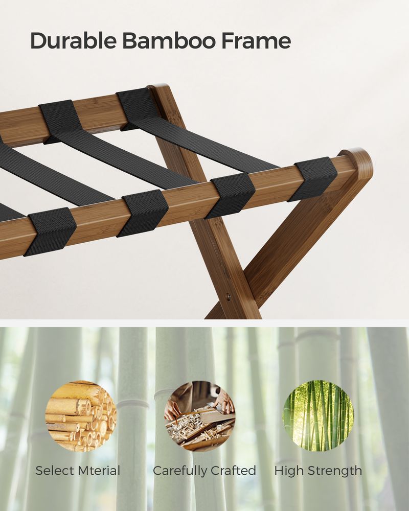 Luggage Rack - Folding With Storage Shelf - Guest Room Stand