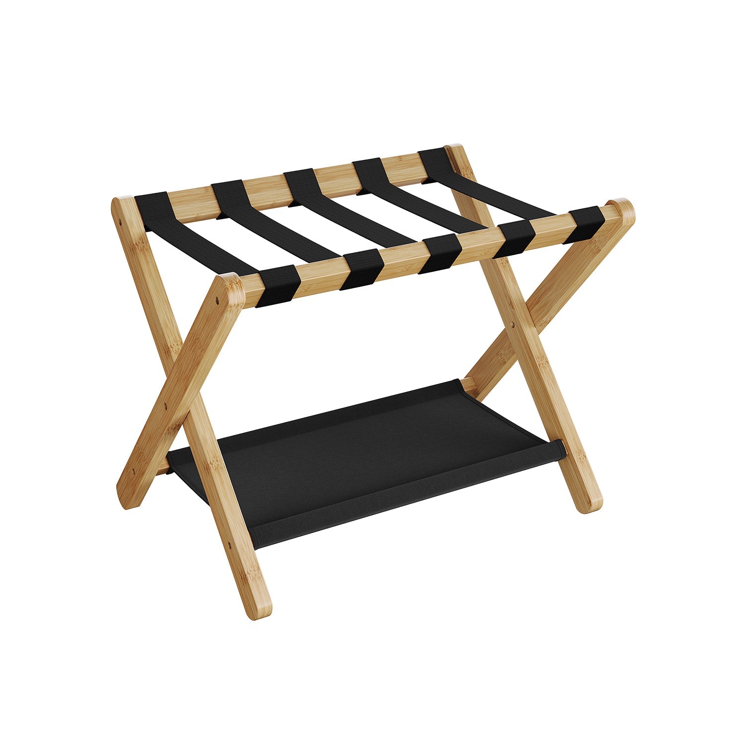 Luggage Rack - Folding With Storage Shelf - Guest Room Stand