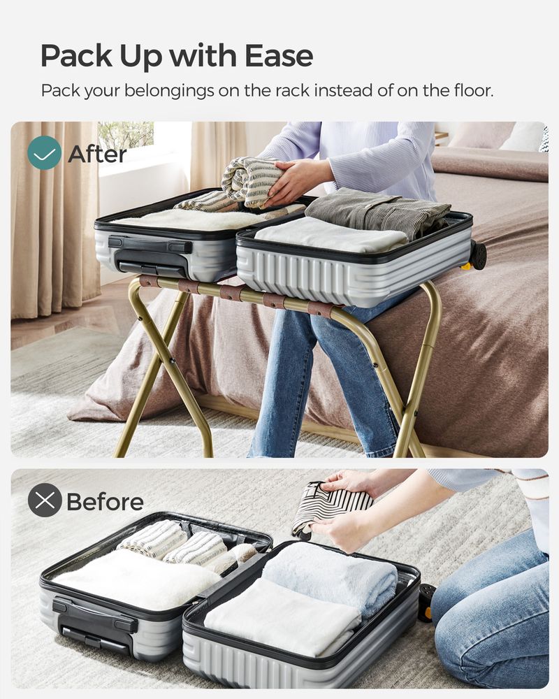 Luggage Racks - Steel Frame Folding - Set Of 2 Guest Room