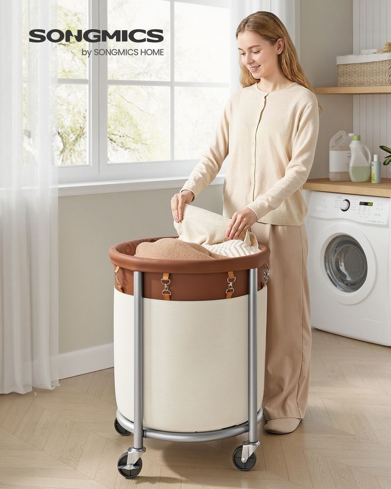 29 Gallon Laundry Basket With Wheels Removable Bag Rolling Hamper