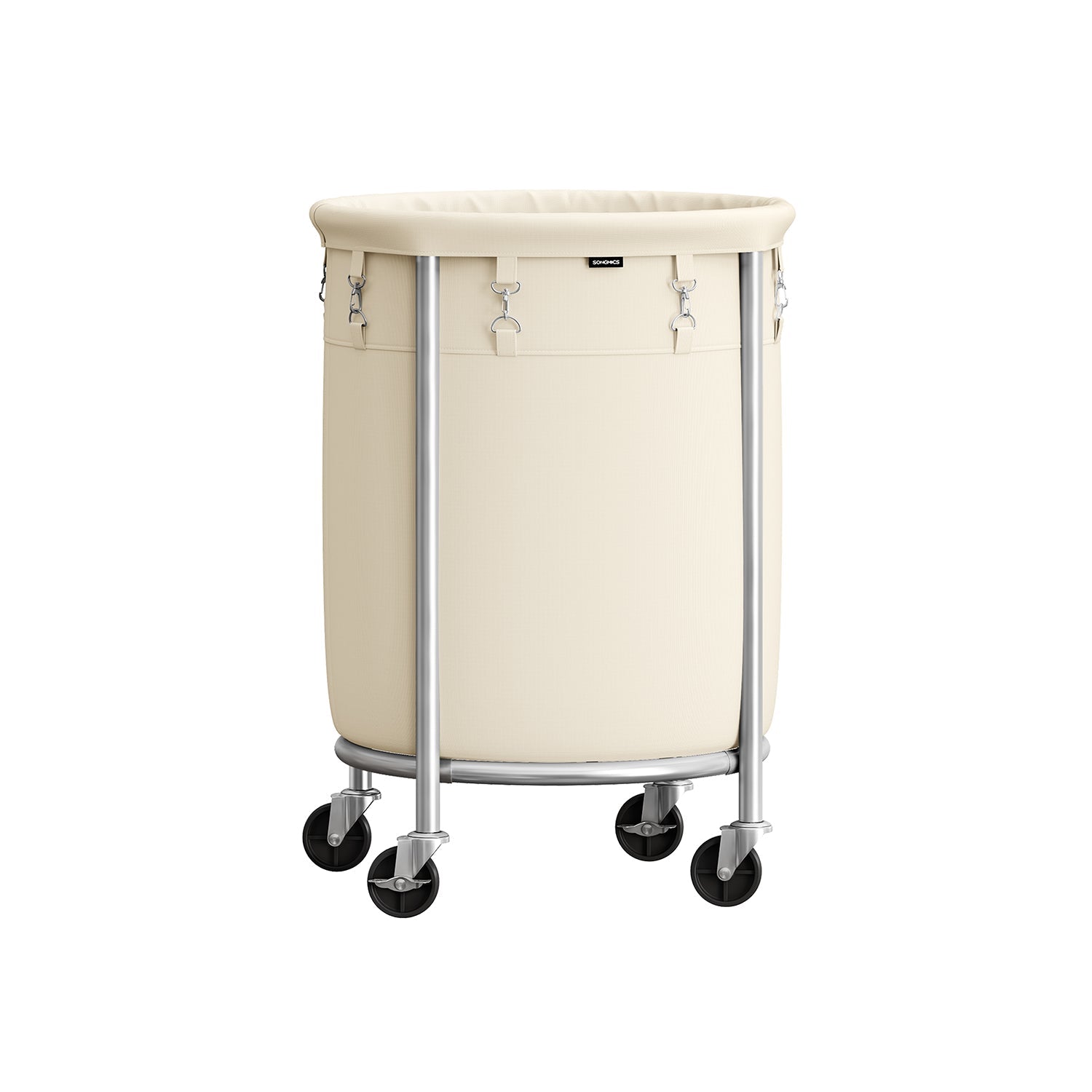 Laundry Basket - Round Rolling Hamper - With Wheels