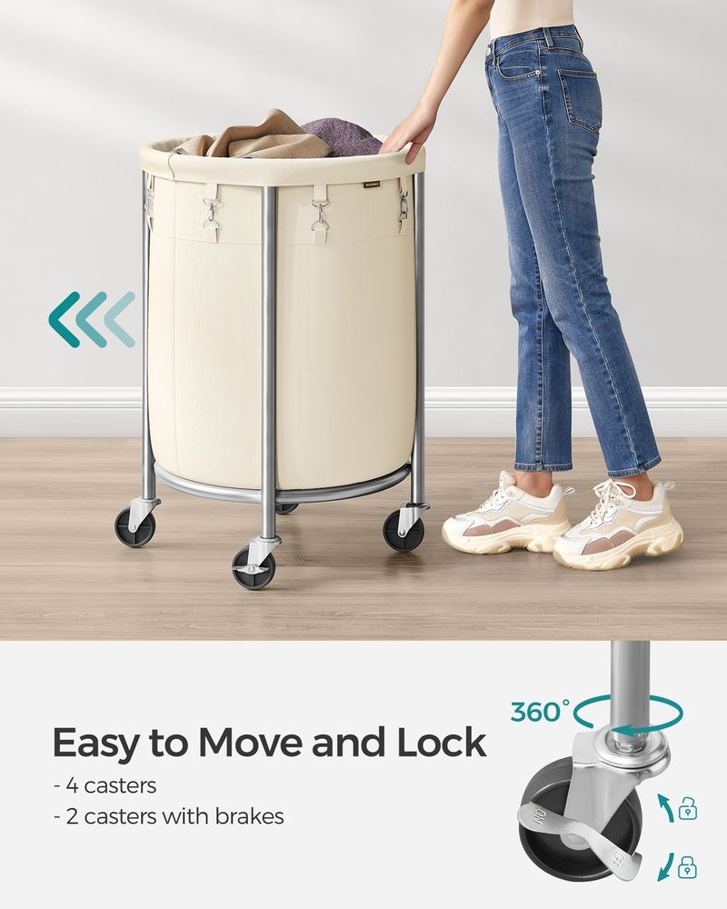 29 Gallon Laundry Basket With Wheels Removable Bag Rolling Hamper