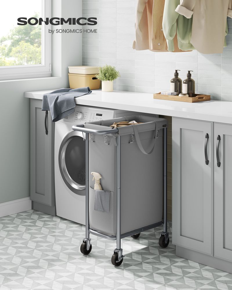 Laundry Basket With Wheels - Removable Liner - Steel Frame