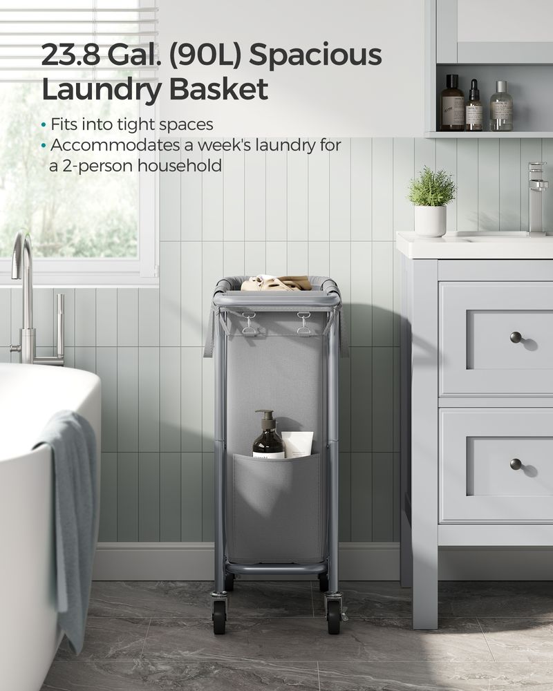 Laundry Basket With Wheels - Removable Liner - Steel Frame