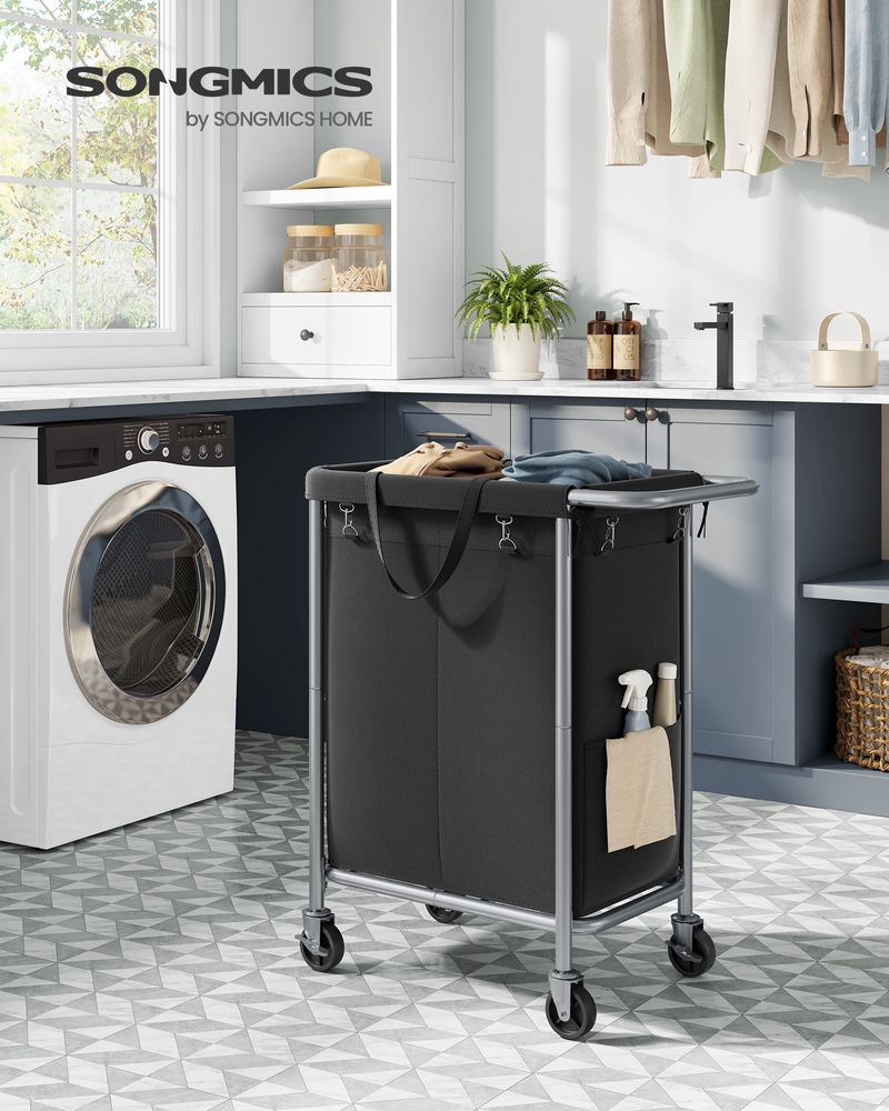 Laundry Basket With Wheels - Removable Liner - Steel Frame