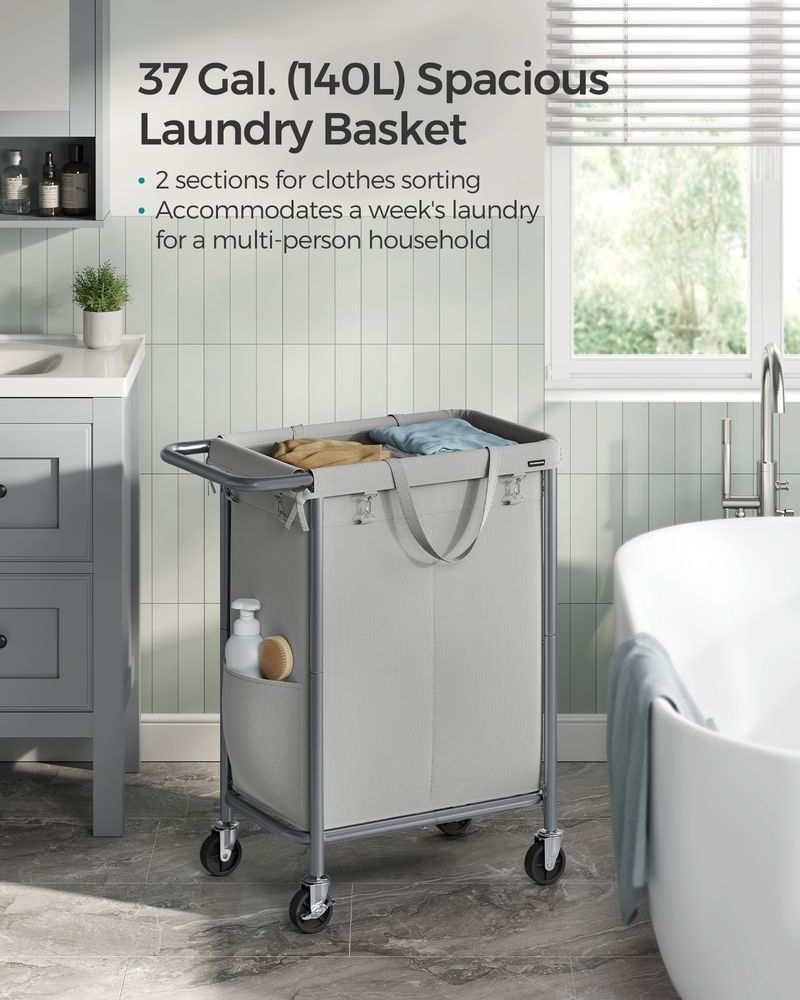 Laundry Basket With Wheels - Removable Liner - Steel Frame