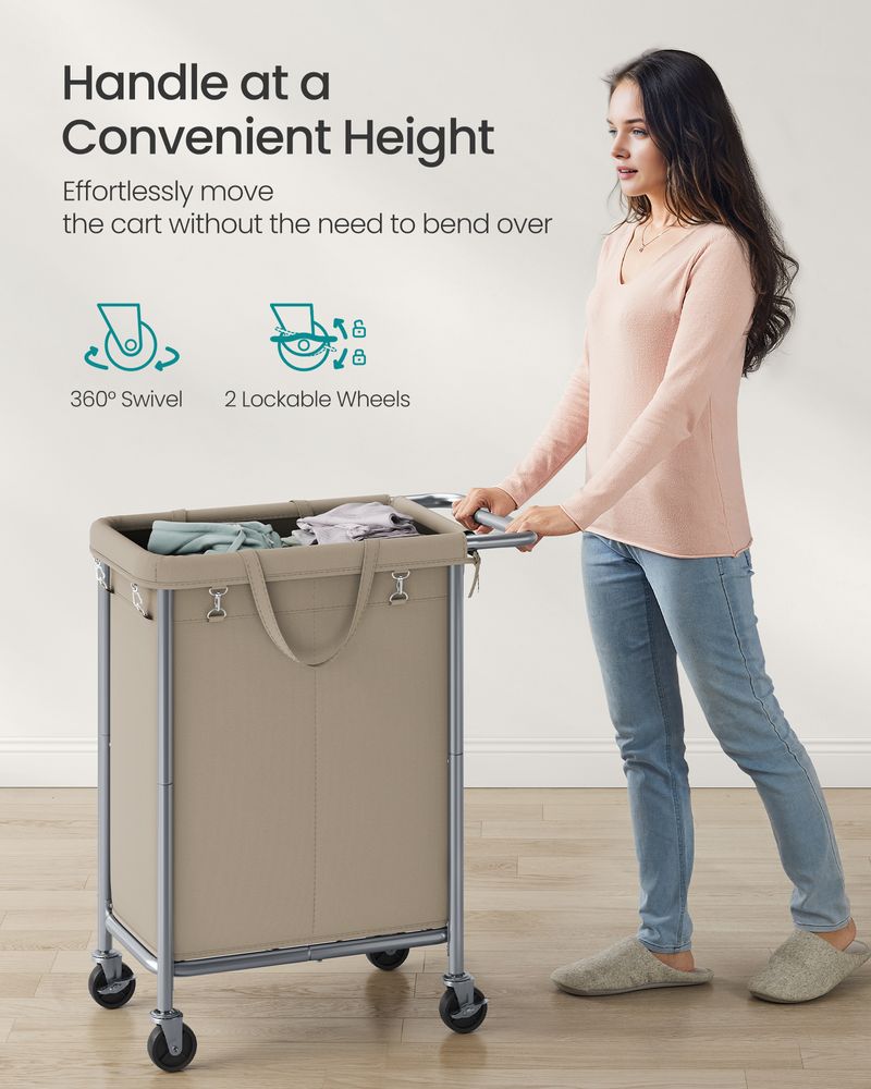 Laundry Basket With Wheels - Removable Liner - Steel Frame