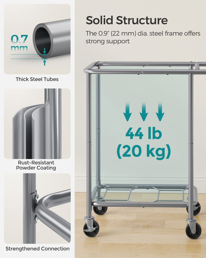 Laundry Basket With Wheels - Removable Liner - Steel Frame