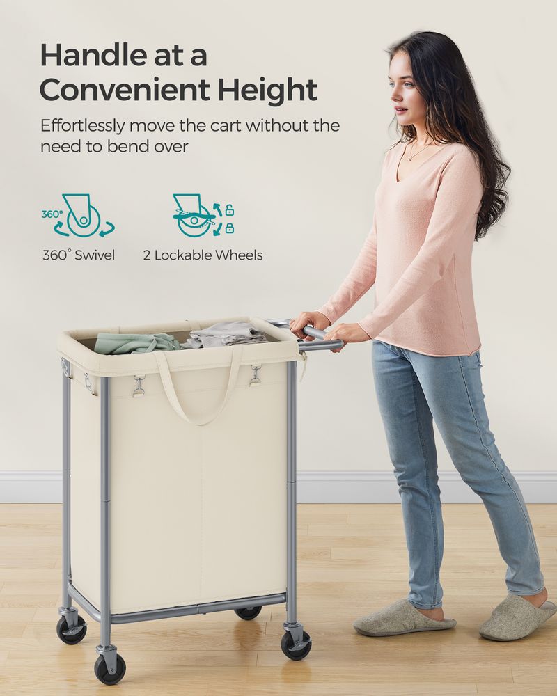 Laundry Basket With Wheels - Removable Liner - Steel Frame