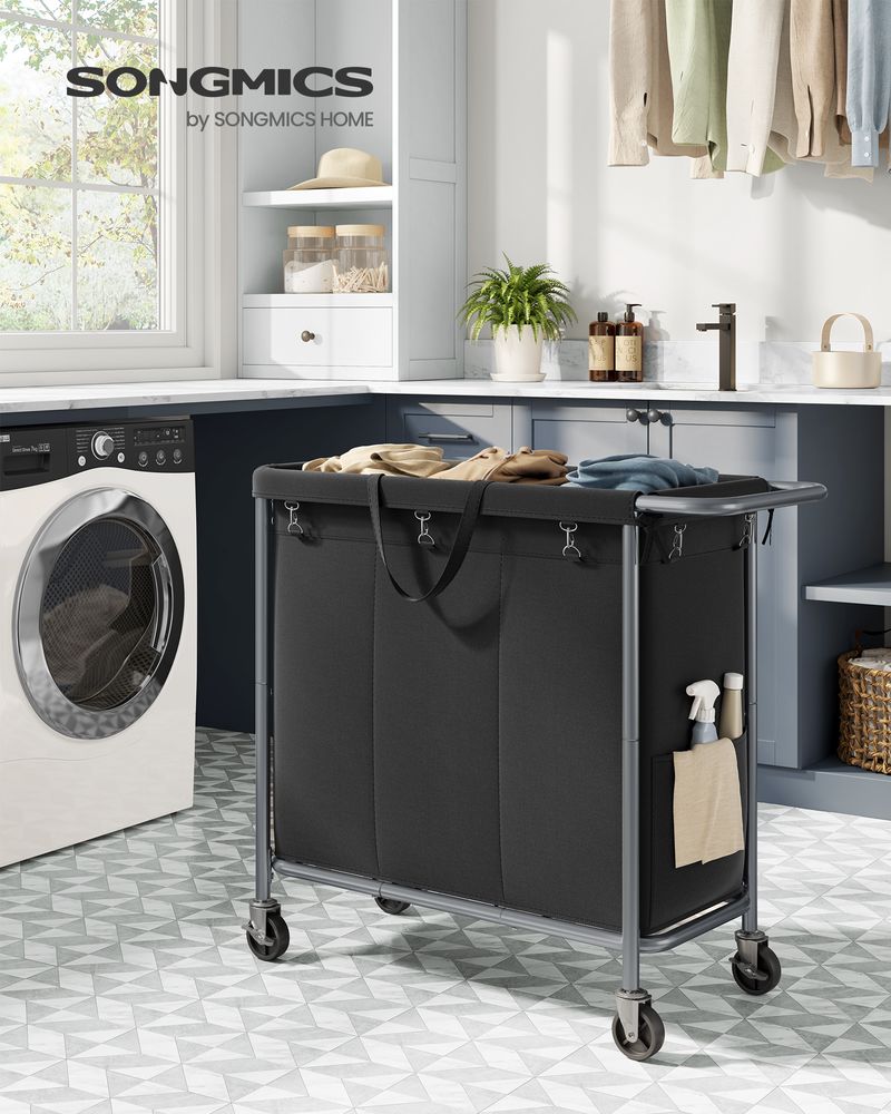Laundry Basket With Wheels - Removable Liner - Steel Frame