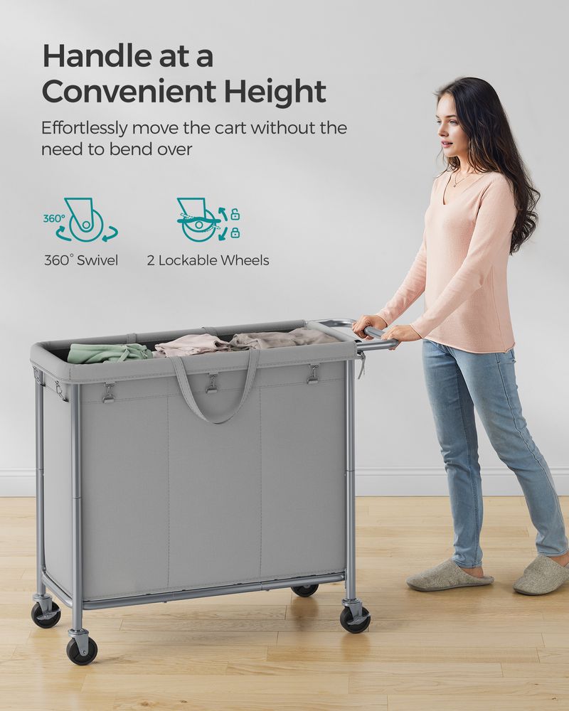 Laundry Basket With Wheels - Removable Liner - Steel Frame