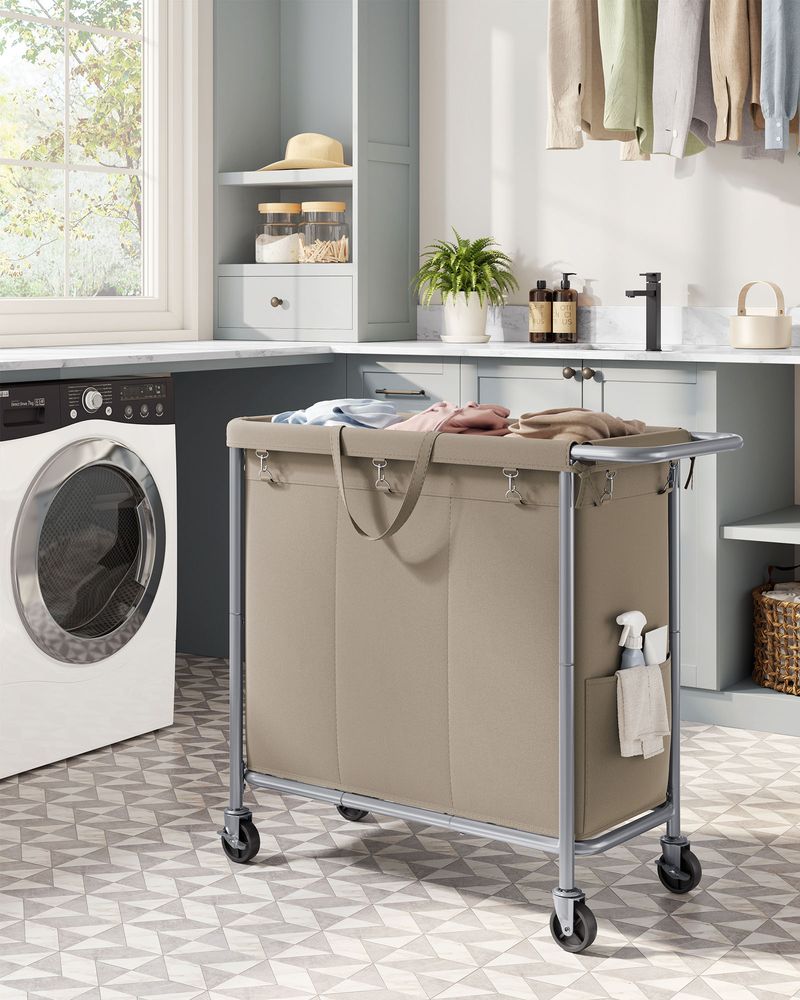 Laundry Basket With Wheels - Removable Liner - Steel Frame