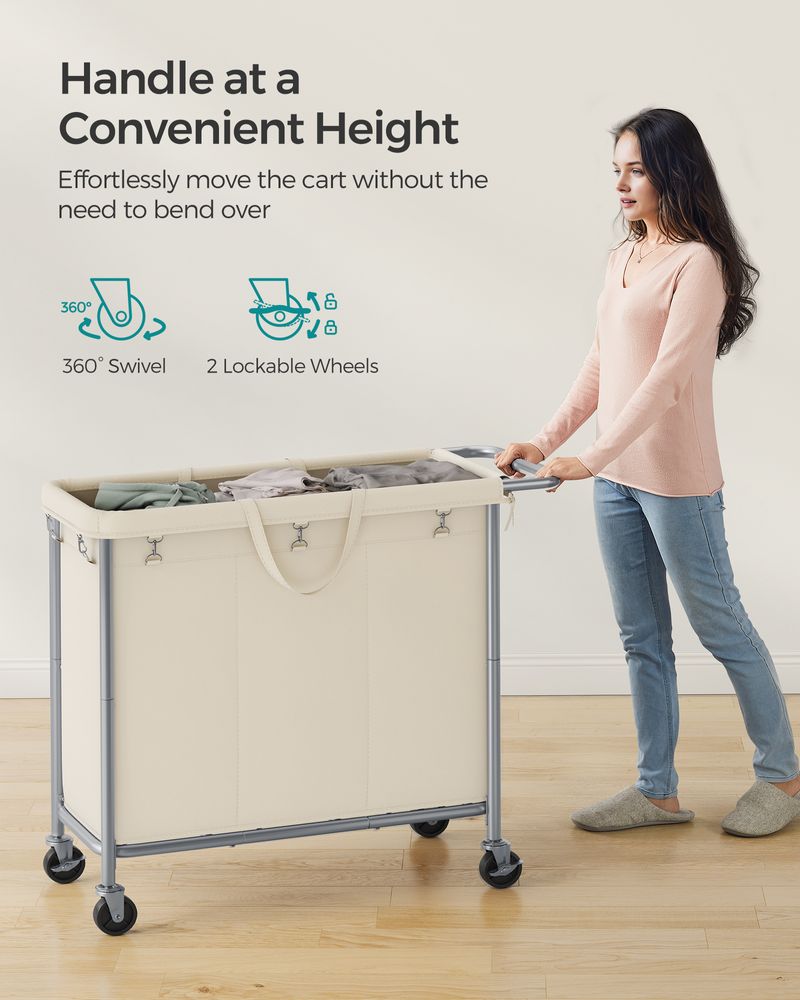 Laundry Basket With Wheels - Removable Liner - Steel Frame