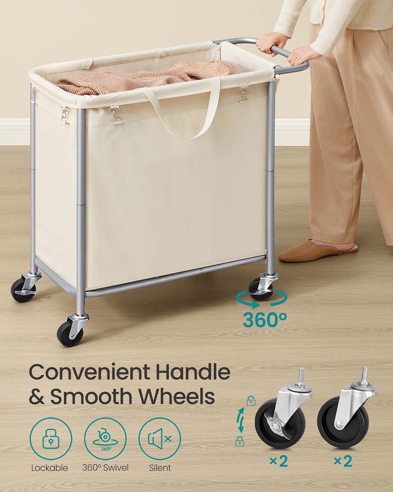 Laundry Basket With Wheels - Removable Liner - Steel Frame