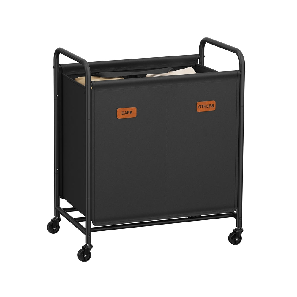 Laundry Hamper With Wheels 2 Section Laundry Sorter Basket