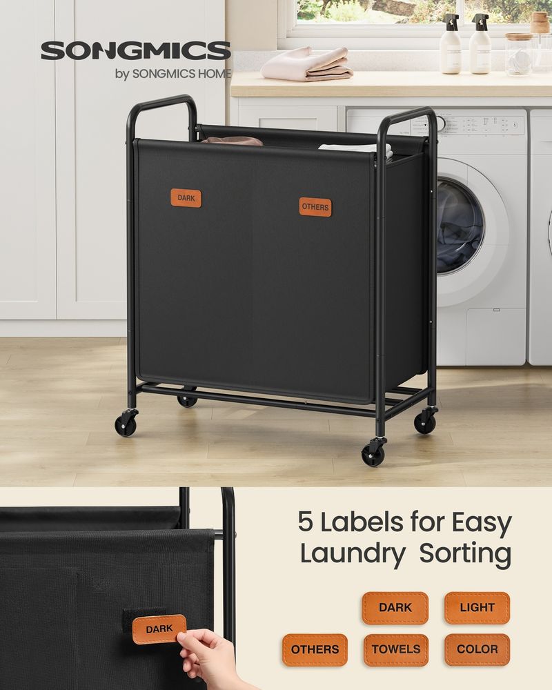 Laundry Hamper With Wheels 2 Section Laundry Sorter Basket