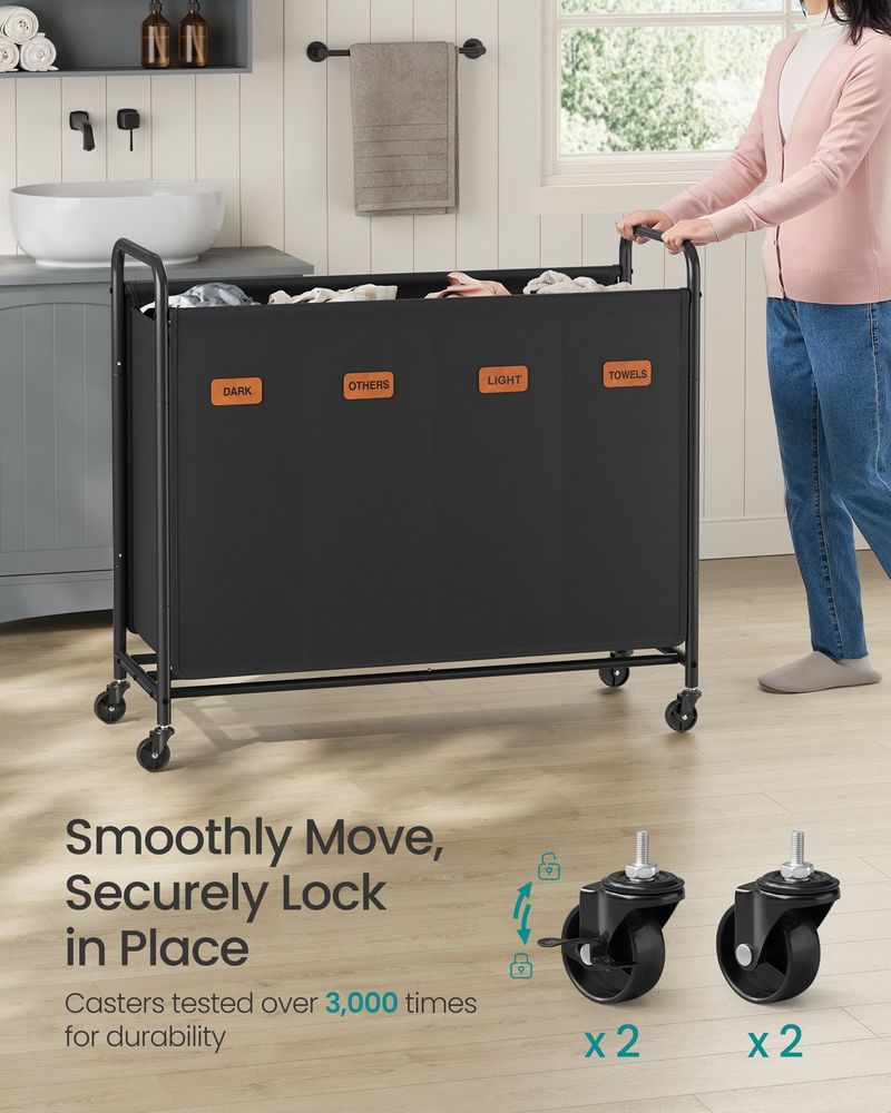 Laundry Hamper With Wheels 2 Section Laundry Sorter Basket