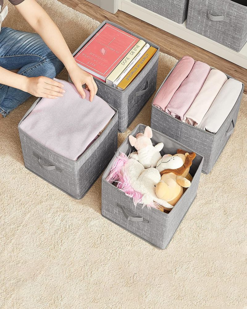 Storage Cubes - Non Woven Fabric - Double Handles - Set Of 6