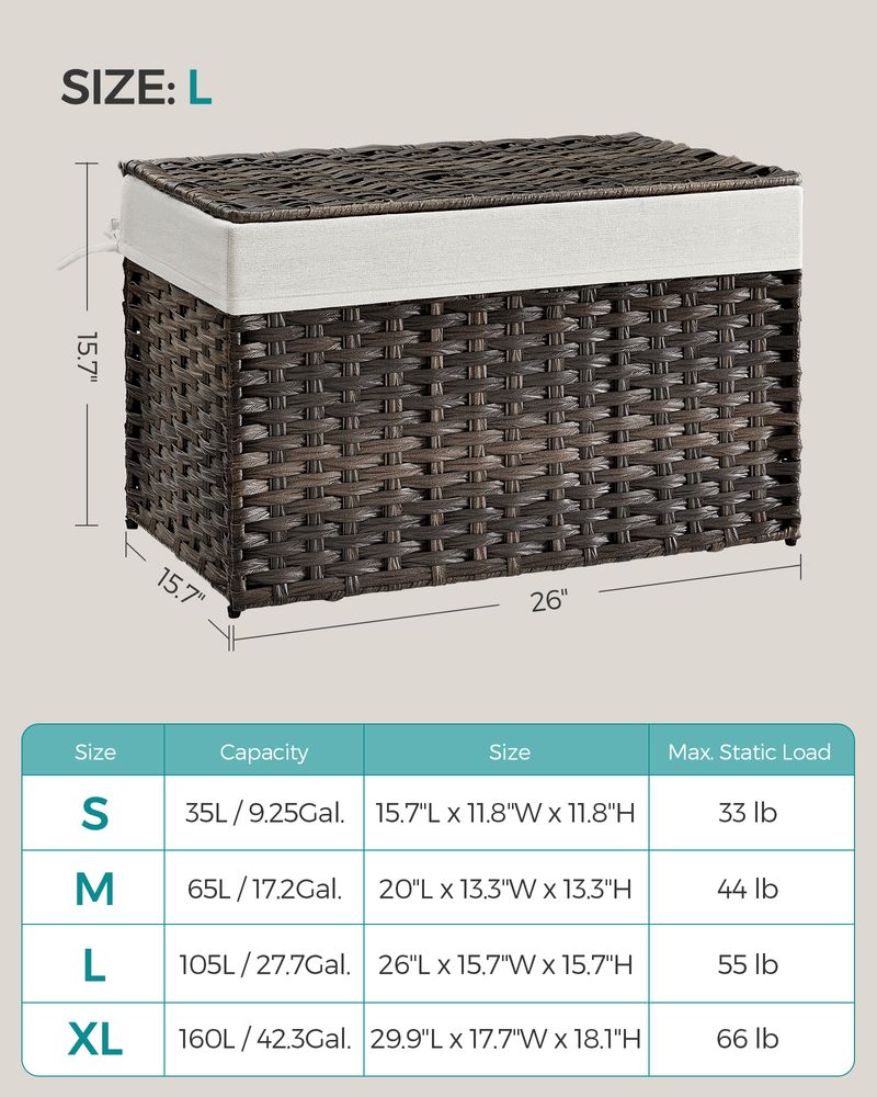 Storage Basket With Lid - 42.3 Gallon 160L - Large Capacity