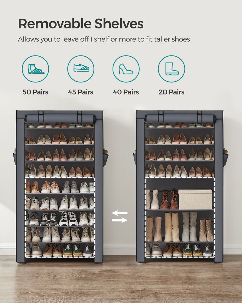 Shoe Rack Organizer - 9 Tier - With Nonwoven Fabric Cover