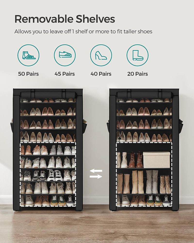 Shoe Rack Organizer - 9 Tier - With Nonwoven Fabric Cover