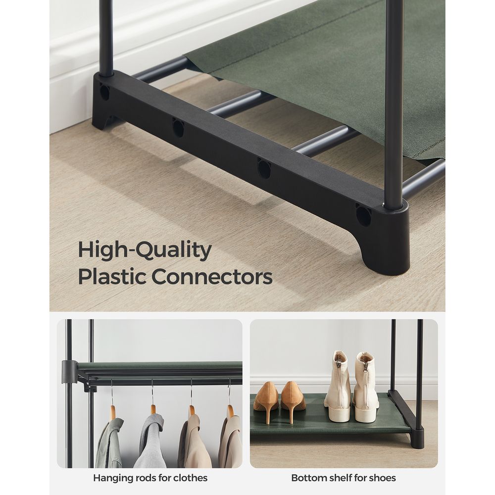 Closet Wardrobe Organizer - Fabric Cover - Hanging Rods Shelves