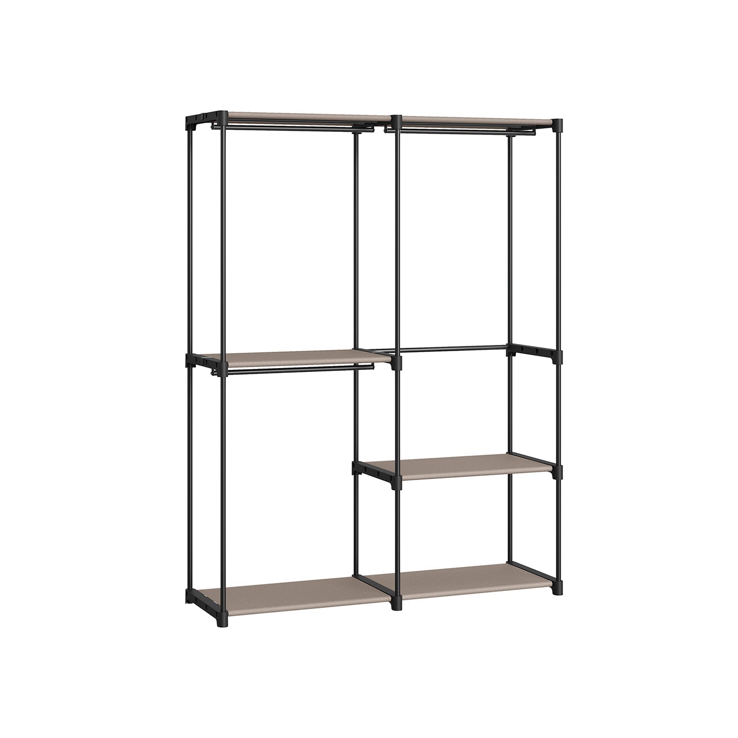 Freestanding Closet Organizer With Shelves and Hanging Rods