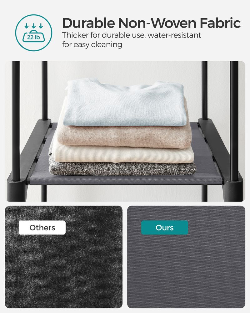 Closet Wardrobe Organizer - Fabric Cover - Hanging Rods Shelves