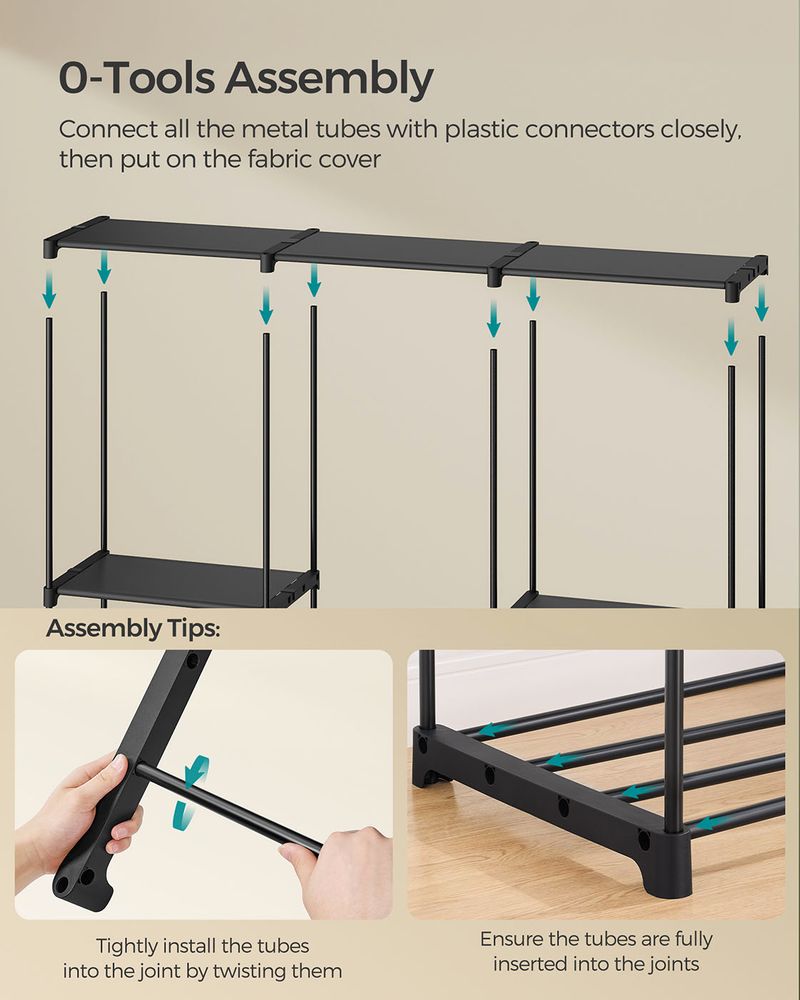 Freestanding Closet Organizer With Shelves and Hanging Rods