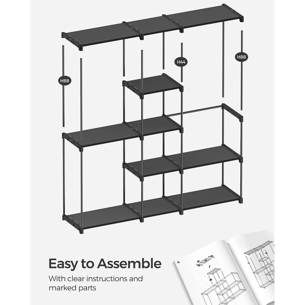 Freestanding Closet Organizer With Shelves and Hanging Rods