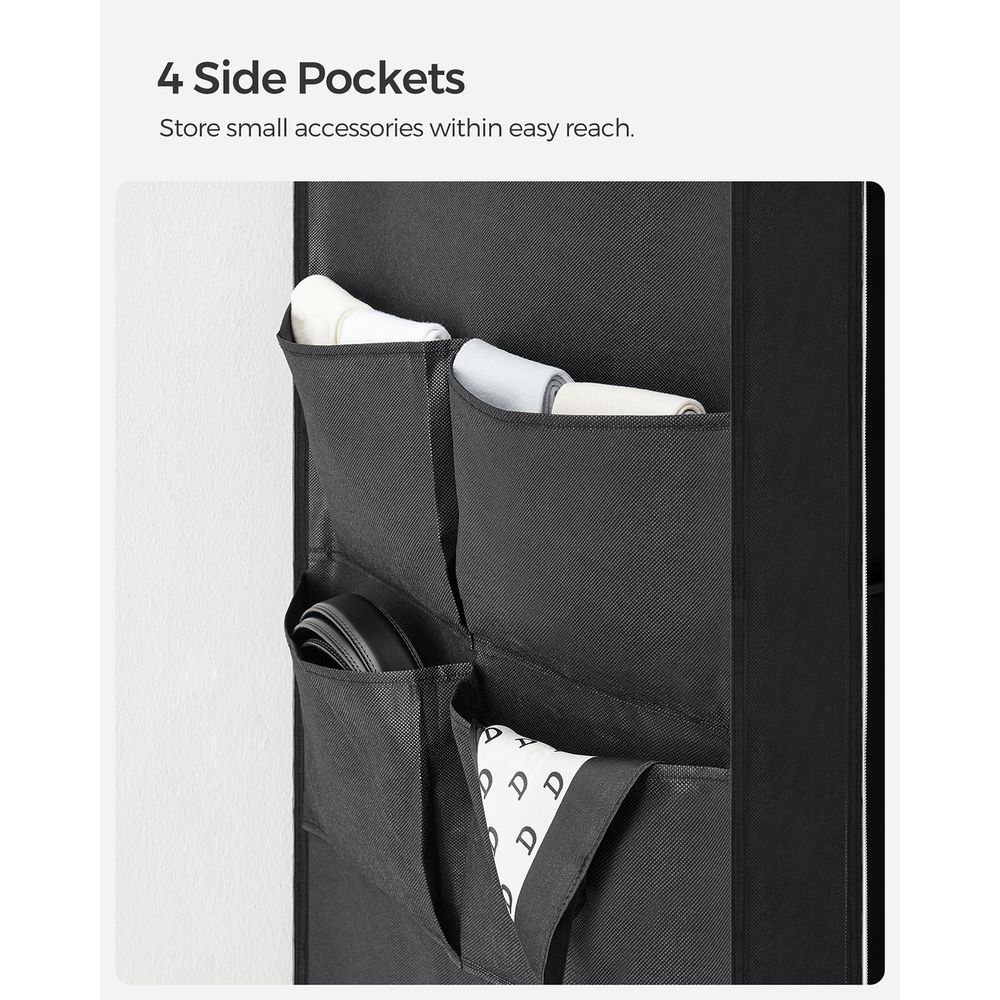 Wardrobe Closet Organizer With Cover - Hanging Rails Shelves