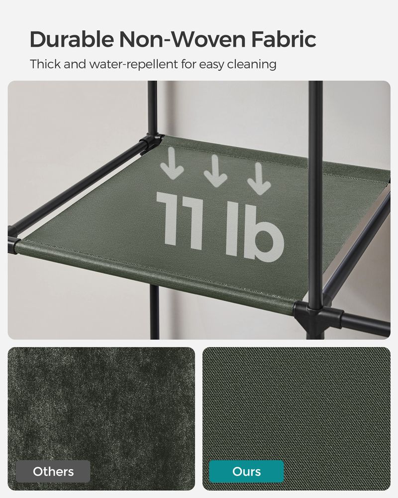 Wardrobe Closet Organizer With Cover - Hanging Rails Shelves