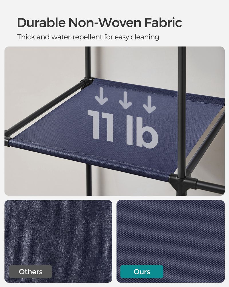 Wardrobe Closet Organizer With Cover - Hanging Rails Shelves