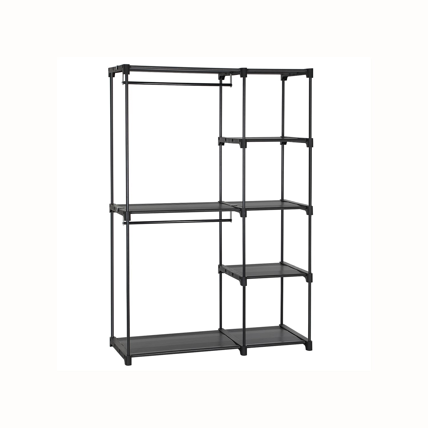 Freestanding Closet Organizer With Shelves and Hanging Rods