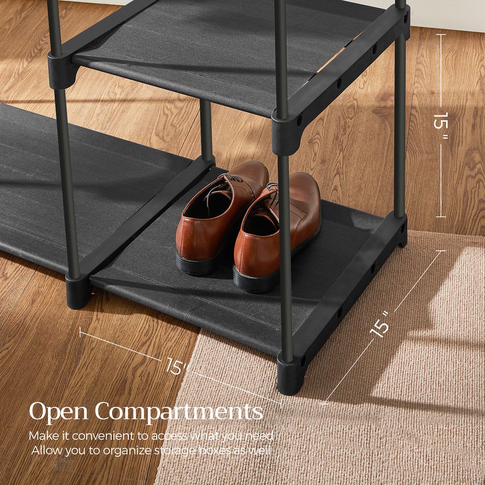 Freestanding Closet Organizer With Shelves and Hanging Rods